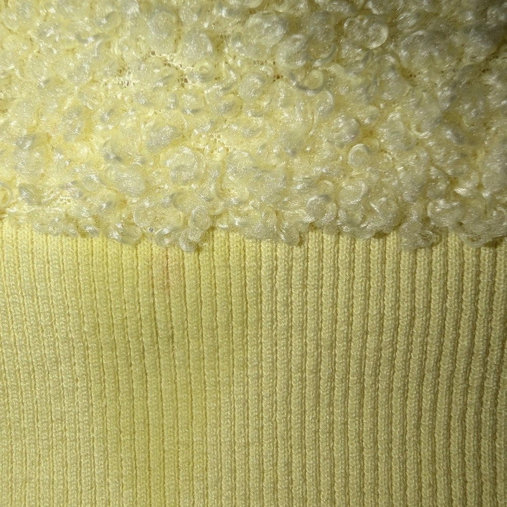 STEVE‎ MADDEN Boucle Fleece Zip Up Hoodie Jacket Pale Yellow Size M - Picture 8 of 8